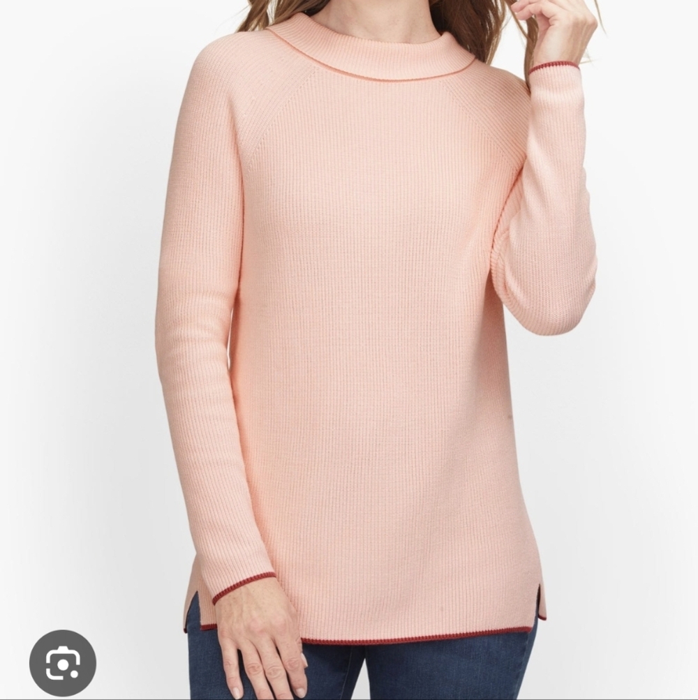 NWT Talbots Sabrina Cowl Neck Pima Cotton Sweater sz S Pink Quiet Lux Coastal